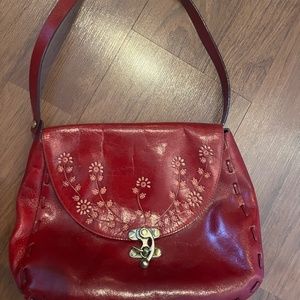 VintagePreston & York Red Leather Shoulder Handbag